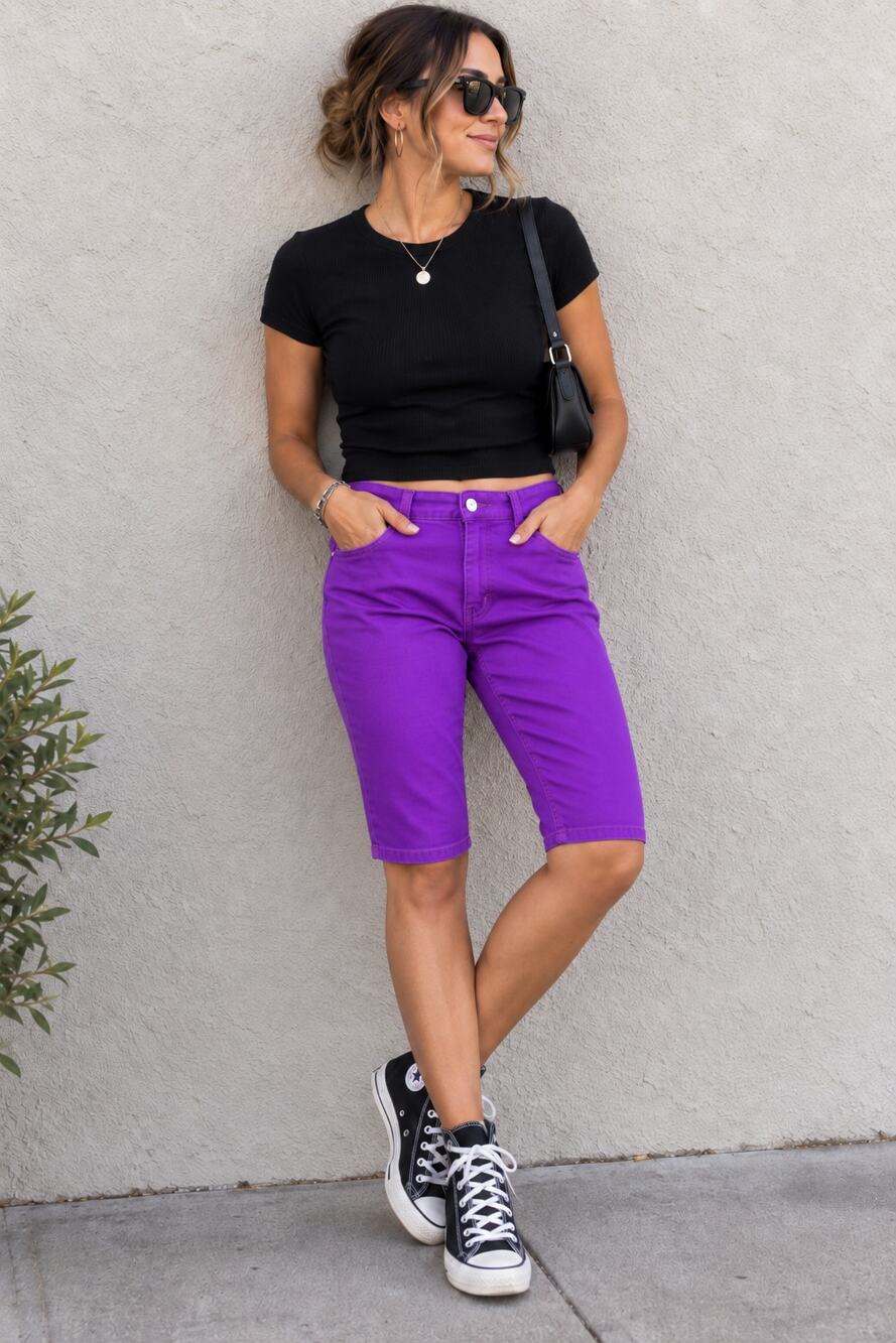 Baccini Purple Capri Pants Size 10 Rhinestone Pocket Y2K
